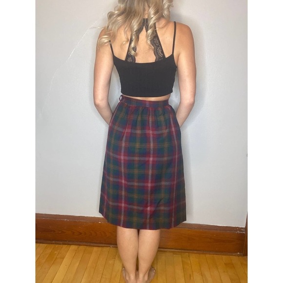 VINTAGE Rainbow Wool Holiday Midi Skirt 10 - Picture 2 of 5